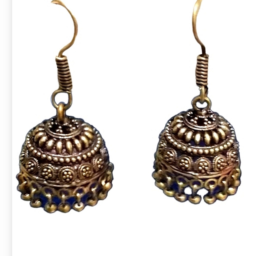 Round Vintage Black Traditional Pakistani Earrings
